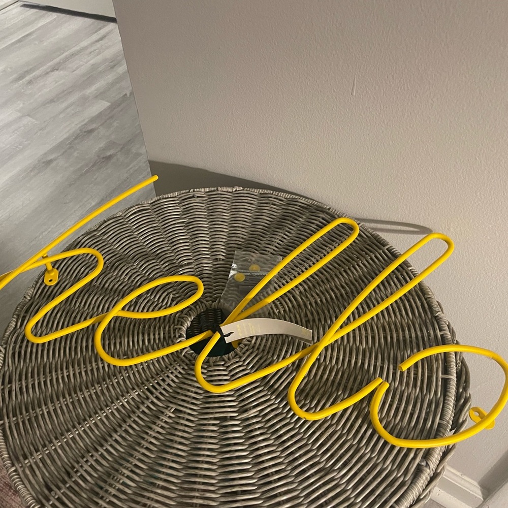 Yellow Hello Wall Mounted Rack for Purses and Coats
